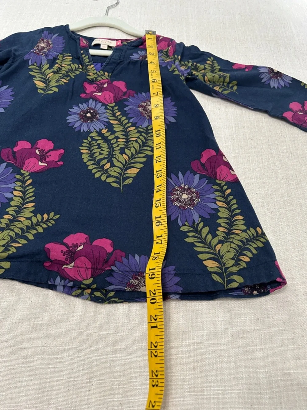 Pink Chicken Dress Girls 3Y Navy Floral Playful Long Sleeve Tunic